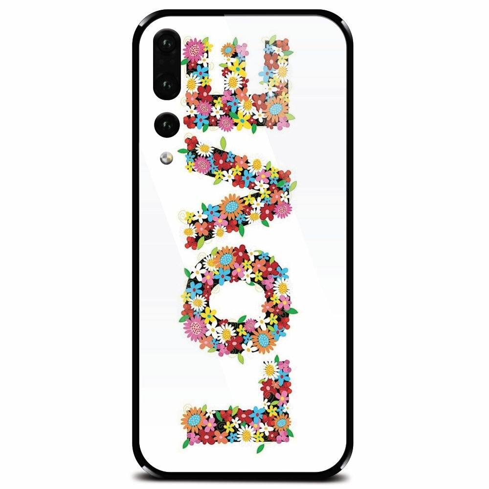Husa din sticla securizata pentru Huawei P20 Pro, Love Made By Flowers