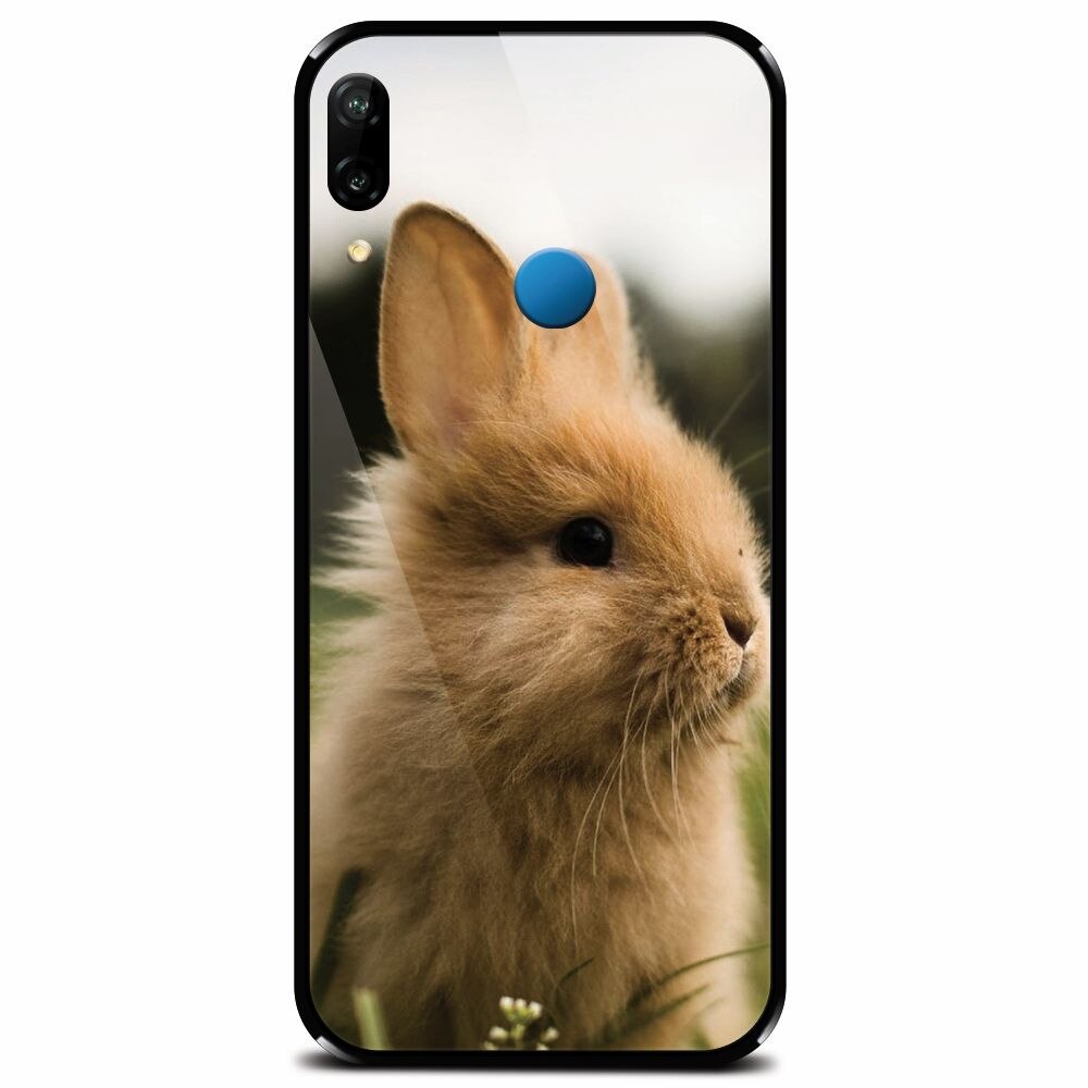 Husa din sticla securizata pentru Huawei P20 Lite, Cute Rabbit In Grass