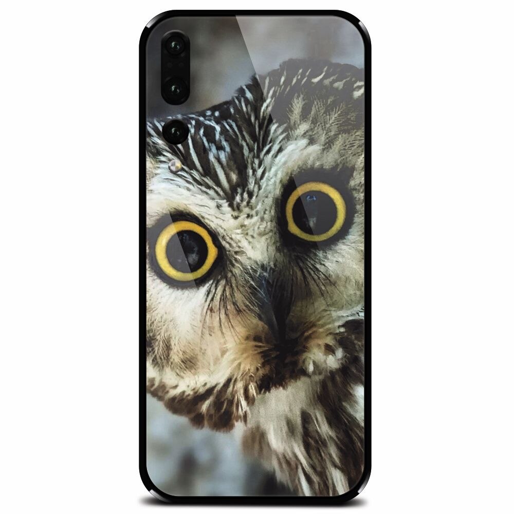 Husa din sticla securizata pentru Huawei P20 Pro, Owl