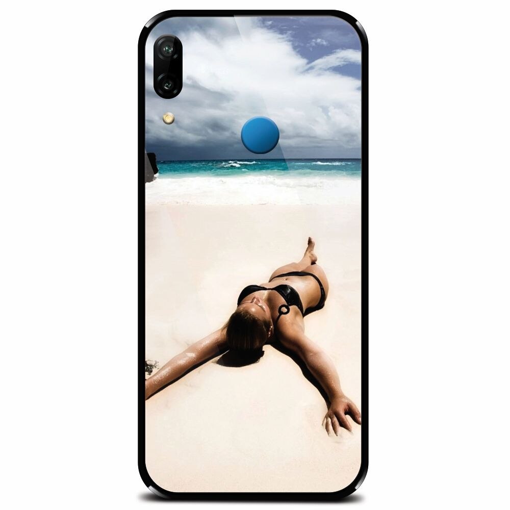 Husa din sticla securizata pentru Huawei P20 Lite, Beach Lounging