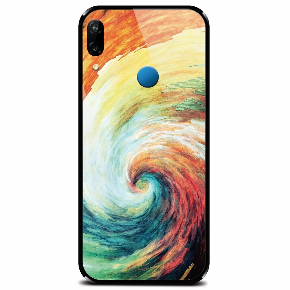 Husa din sticla securizata pentru Huawei P20 Lite, Big Wave Painting