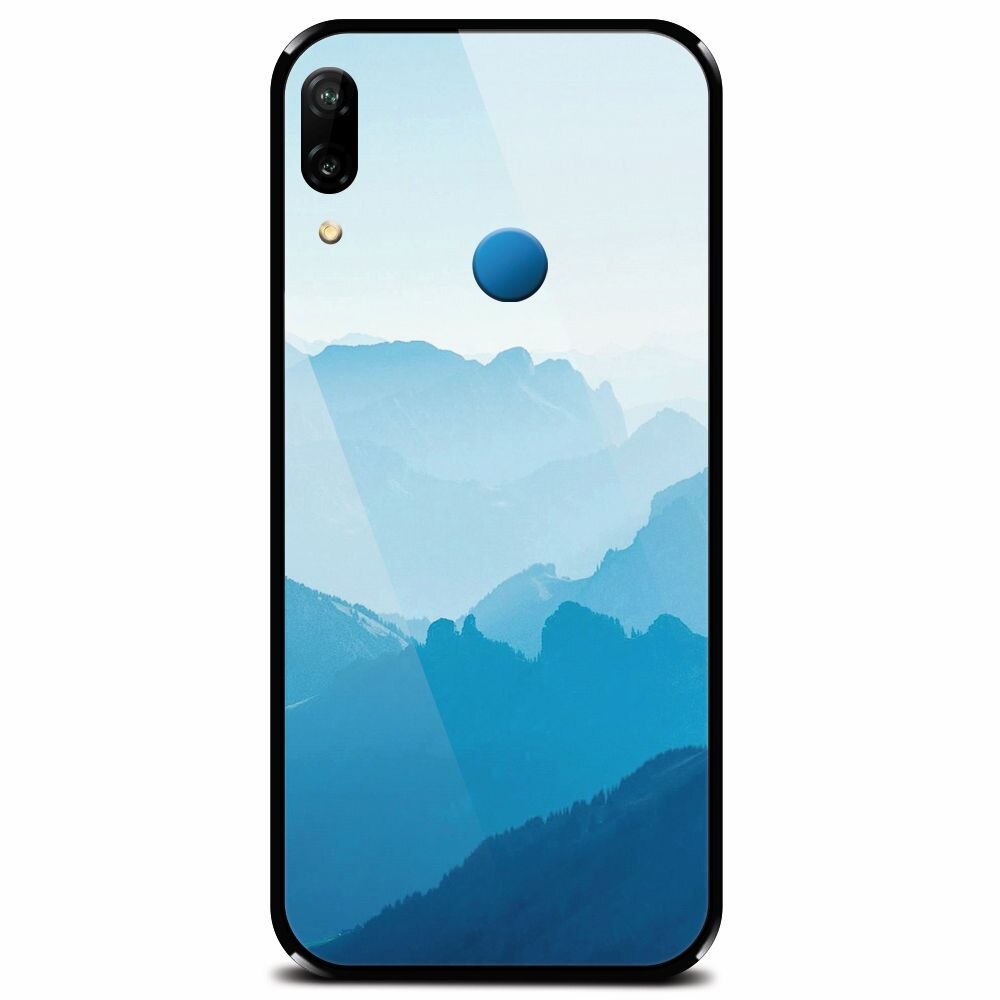 Husa din sticla securizata pentru Huawei P20 Lite, Blue Mountain Crests