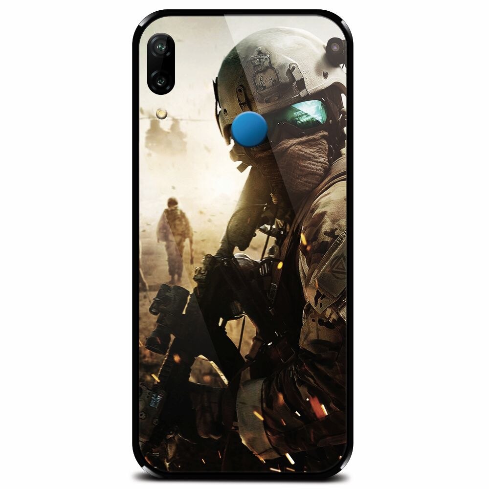 Husa din sticla securizata pentru Huawei P20 Lite, Battlefield