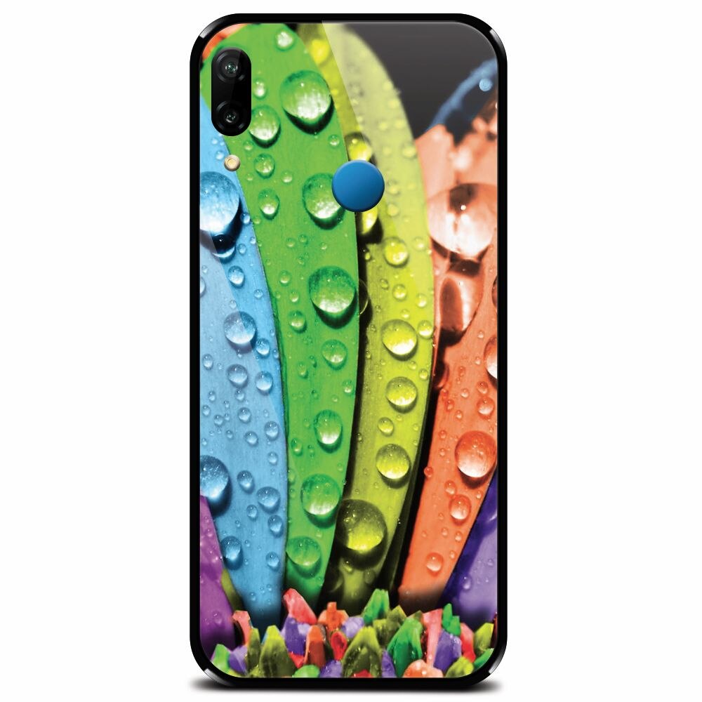 Husa din sticla securizata pentru Huawei P20 Lite, Colorful Daisy Petals