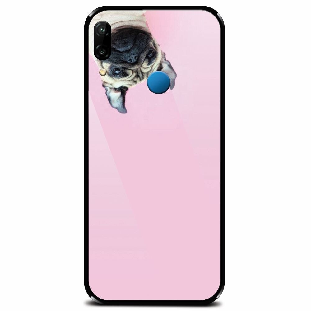 Husa din sticla securizata pentru Huawei P20 Lite, Dog And Pink