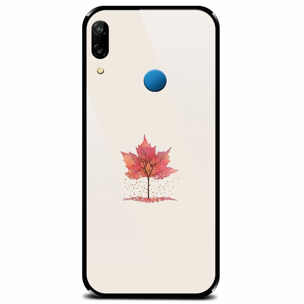 Husa din sticla securizata pentru Huawei P20 Lite, Autumn Tree Leaf Shape Illustration