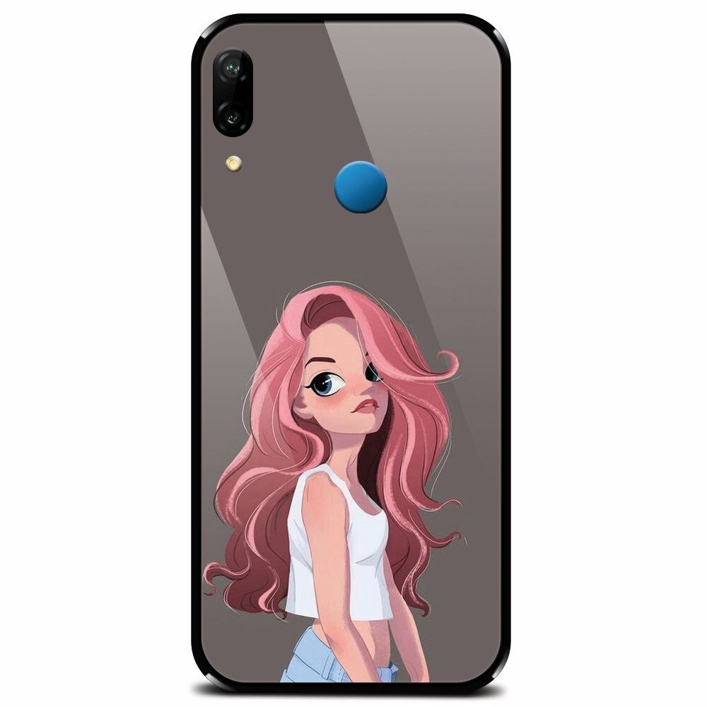 Husa din sticla securizata pentru Huawei P20 Lite, Cute Girl
