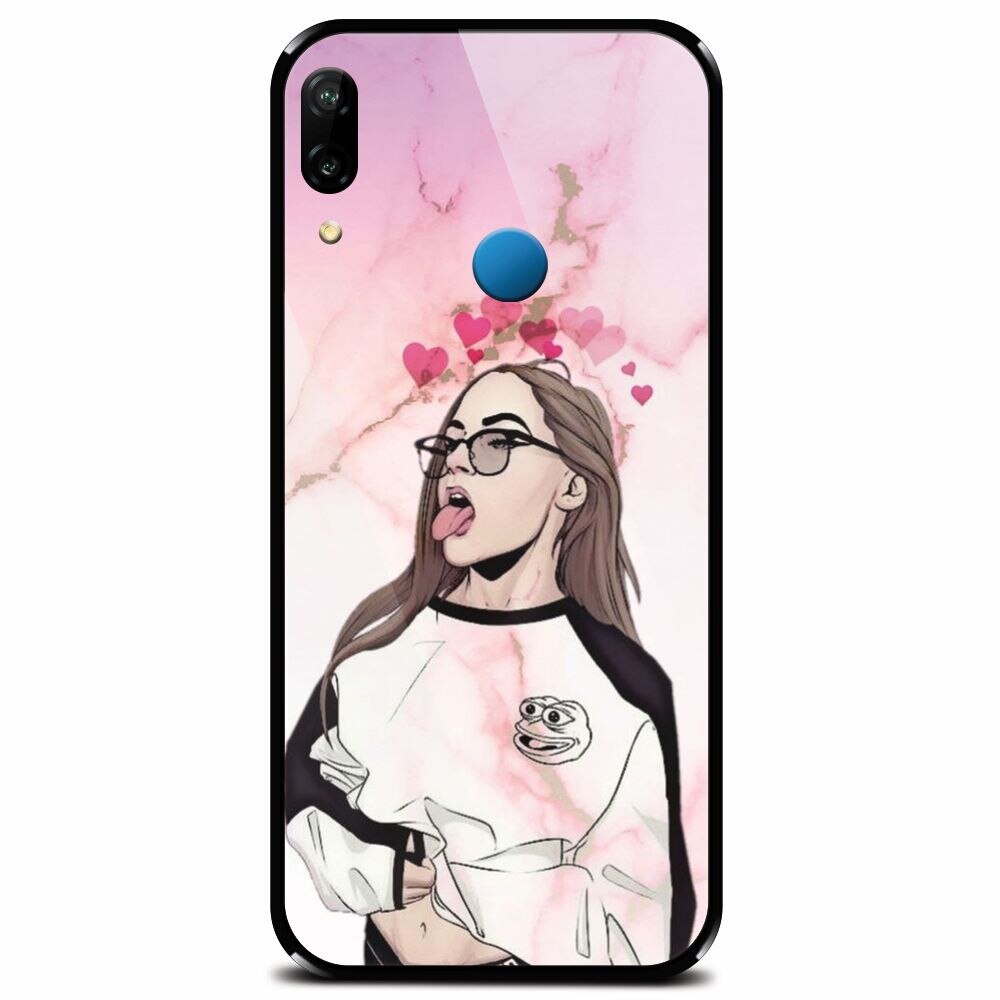 Husa din sticla securizata pentru Huawei P20 Lite, Bad Girl