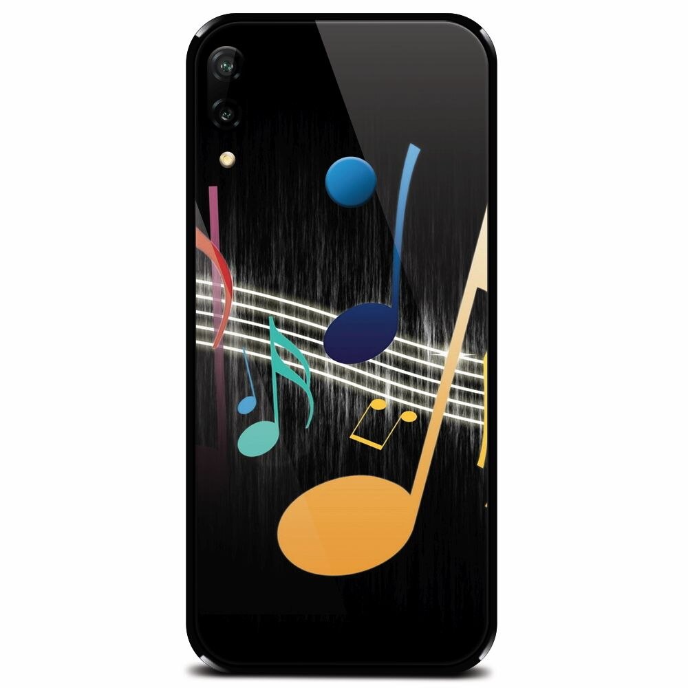 Husa din sticla securizata pentru Huawei P20 Lite, Colorful Music