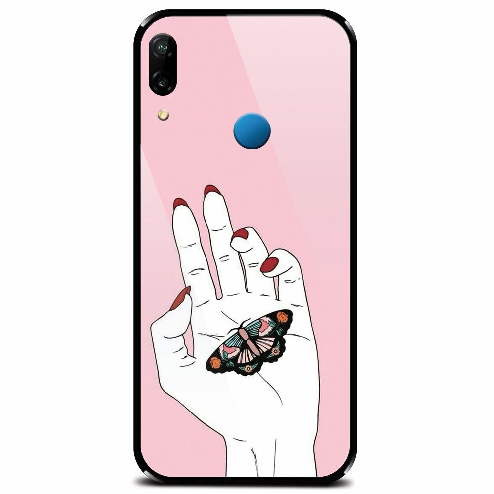 Husa din sticla securizata pentru Huawei P20 Lite, Butterfly In Hand