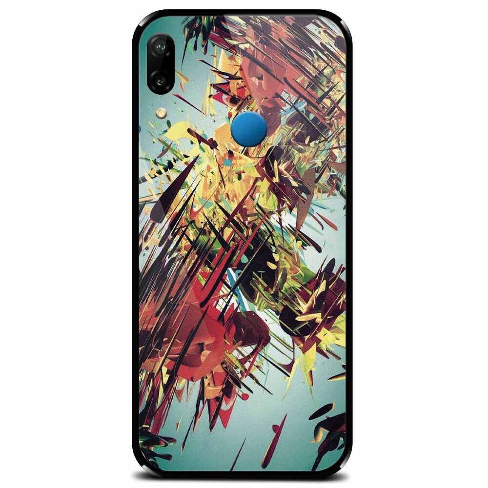 Husa din sticla securizata pentru Huawei P20 Lite, Complex Abstract Colorful 3D Drawing