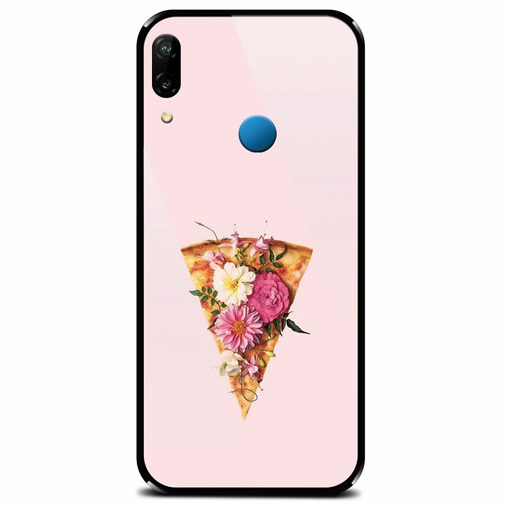 Husa din sticla securizata pentru Huawei P20 Lite, Flower Pizza
