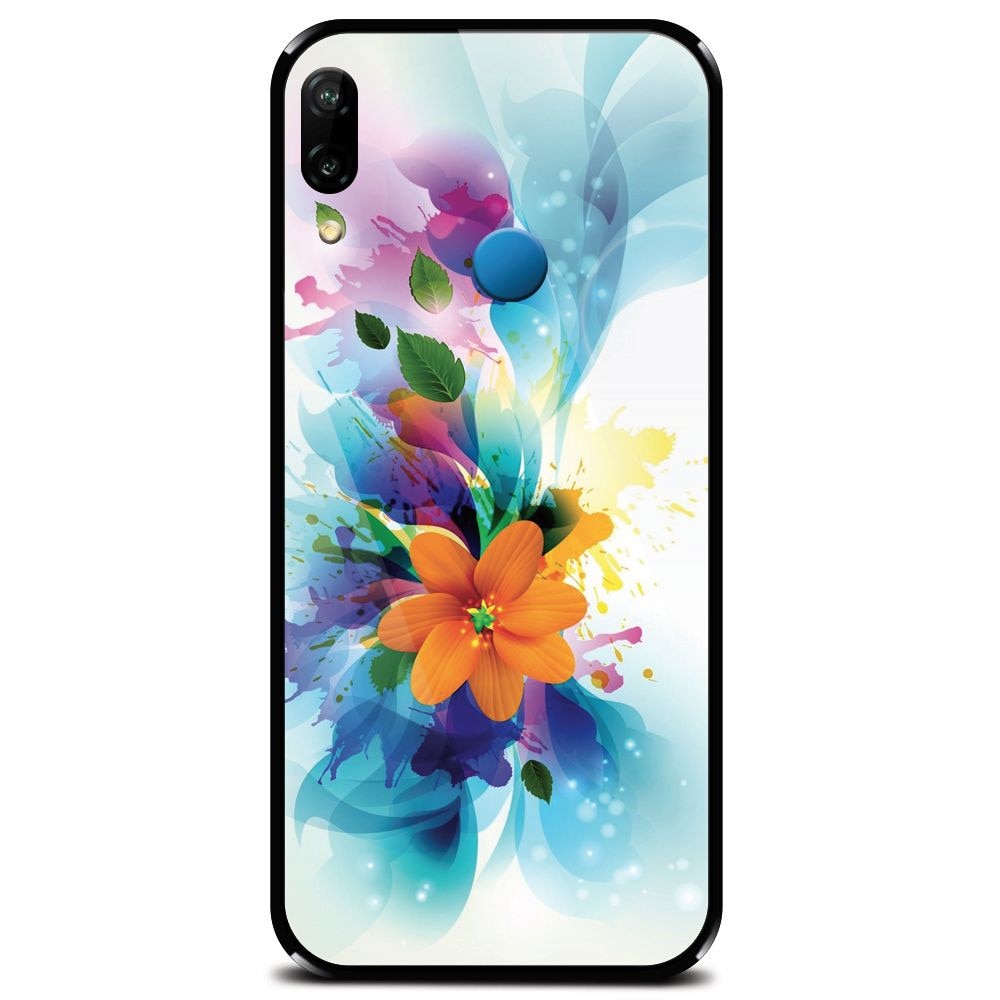 Husa din sticla securizata pentru Huawei P20 Lite, Flower 011