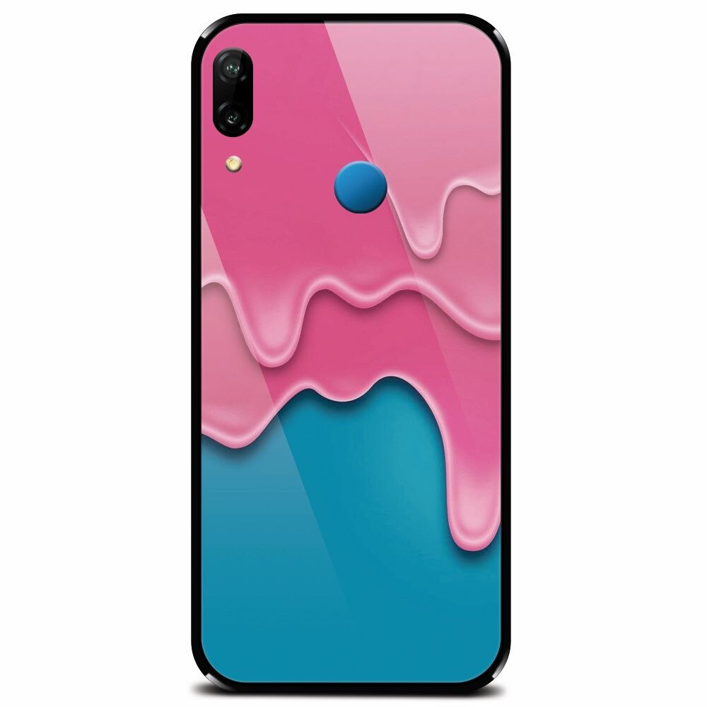 Husa din sticla securizata pentru Huawei P20 Lite, Pink Liquid Dripping