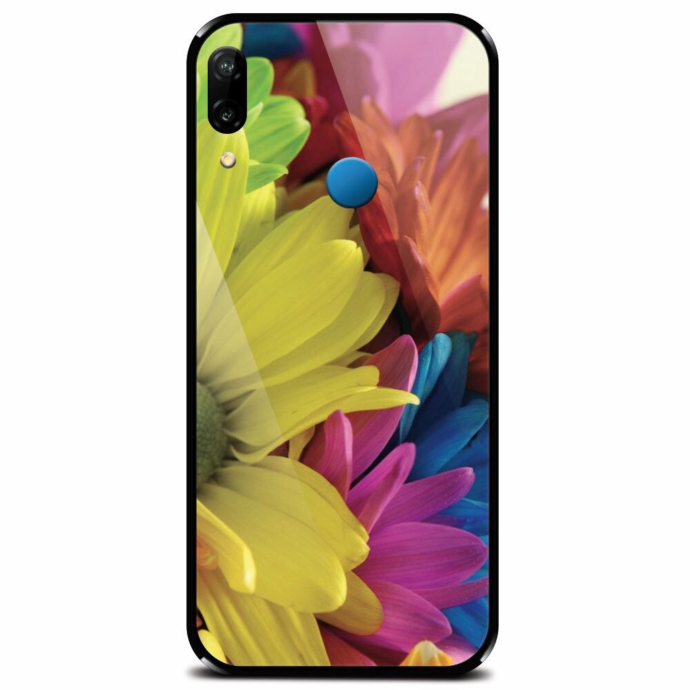 Husa din sticla securizata pentru Huawei P20 Lite, Flower