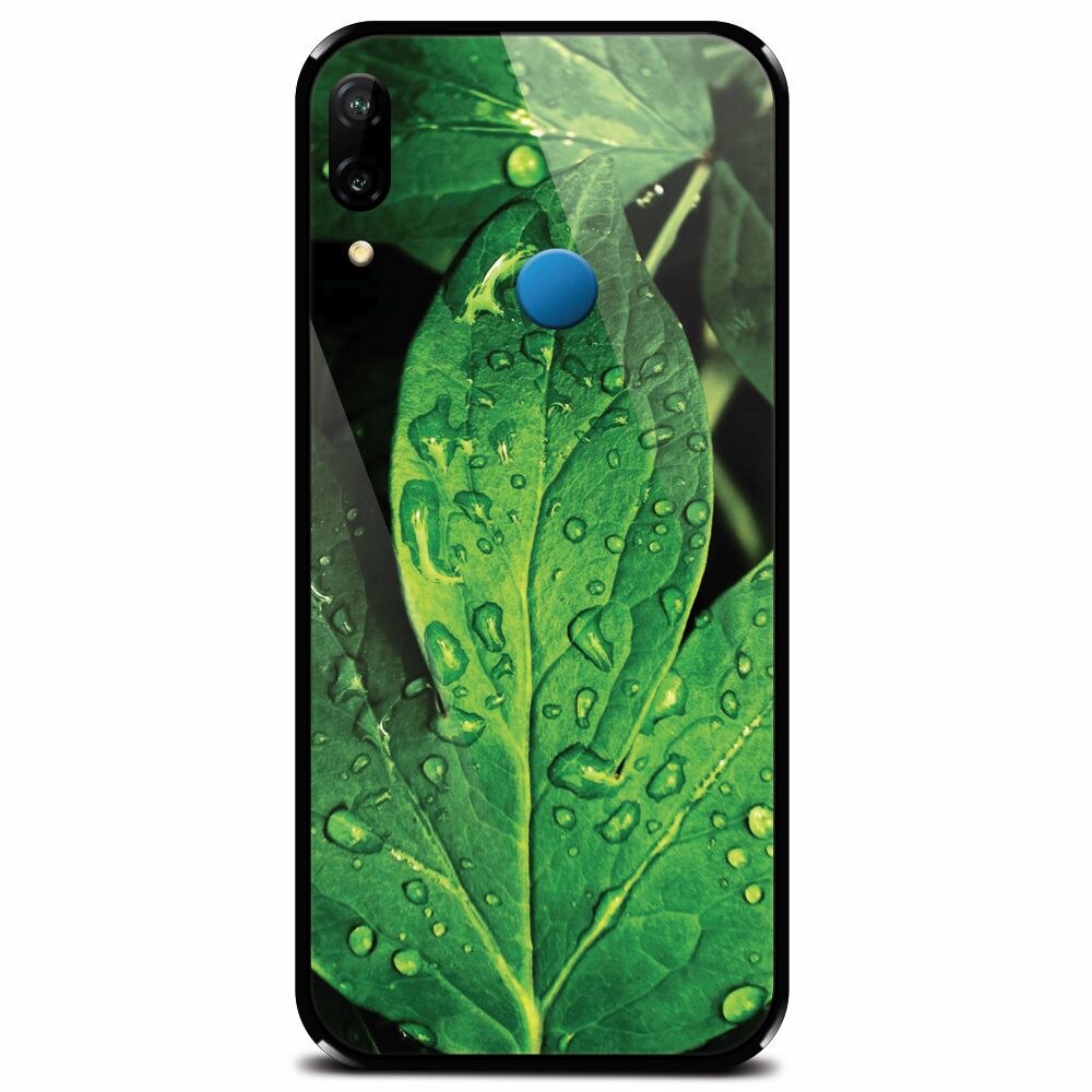 Husa din sticla securizata pentru Huawei P20 Lite, Leaves And Dew