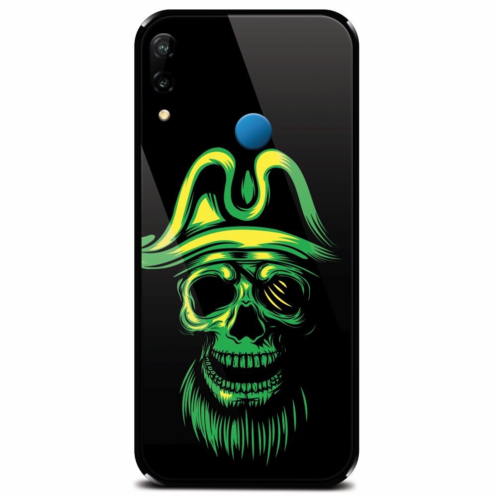 Husa din sticla securizata pentru Huawei P20 Lite, Pirate Skull