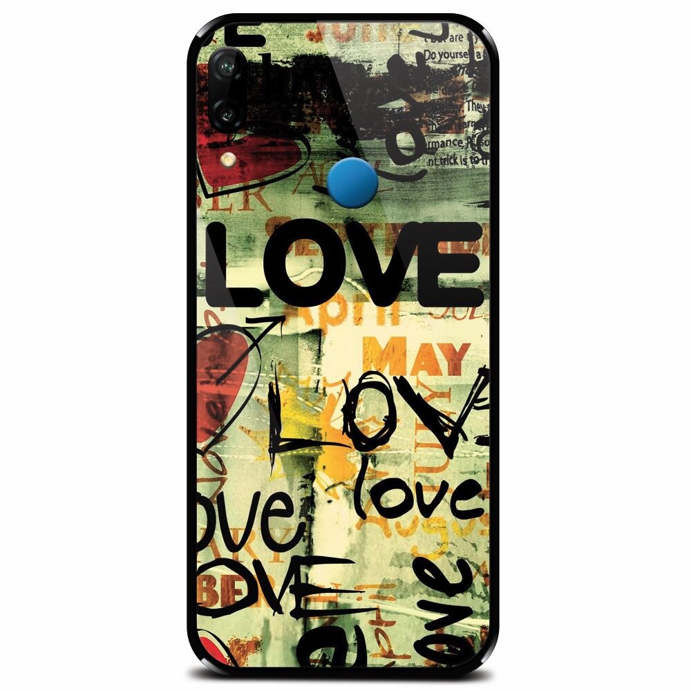 Husa din sticla securizata pentru Huawei P20 Lite, Love Artwork