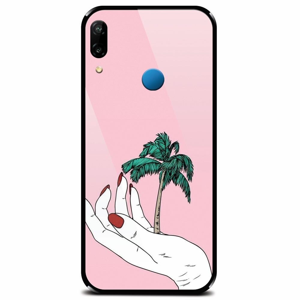 Husa din sticla securizata pentru Huawei P20 Lite, Palm Tree