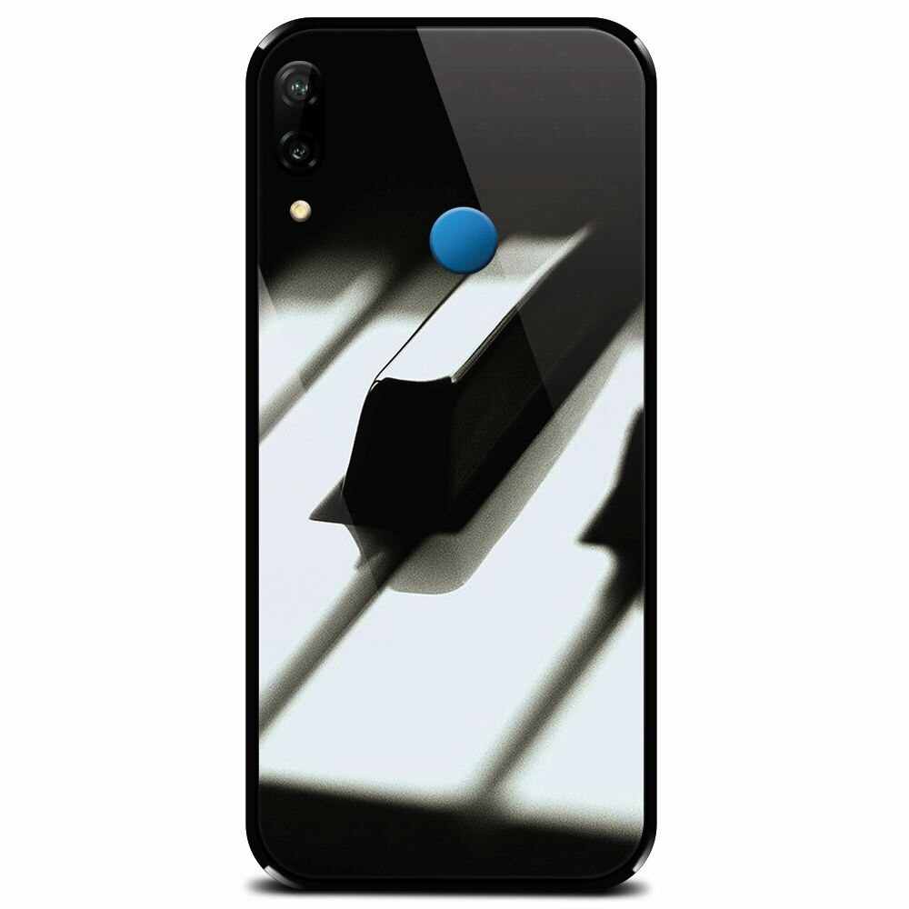 Husa din sticla securizata pentru Huawei P20 Lite, Piano Key Close Up Macro