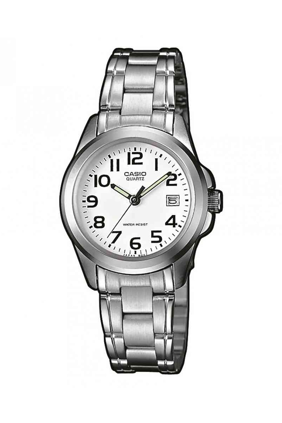 Casio, Ceas rotund analog cu bratara metalica, Argintiu
