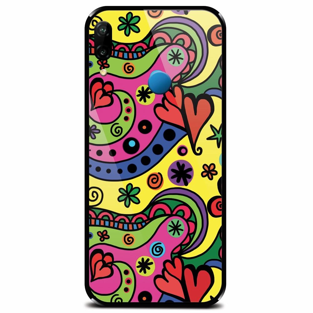 Husa din sticla securizata pentru Huawei P20 Lite, Heart Color