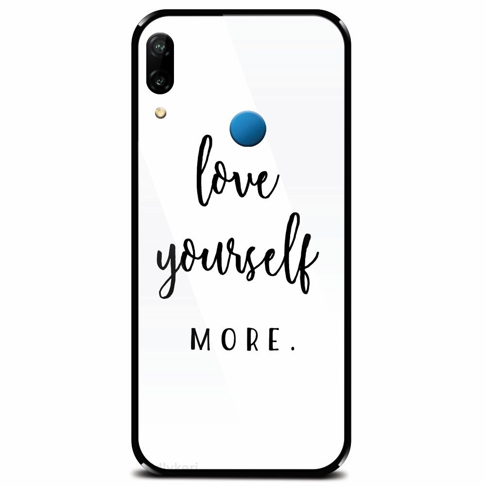 Husa din sticla securizata pentru Huawei P20 Lite, Love Yourself More