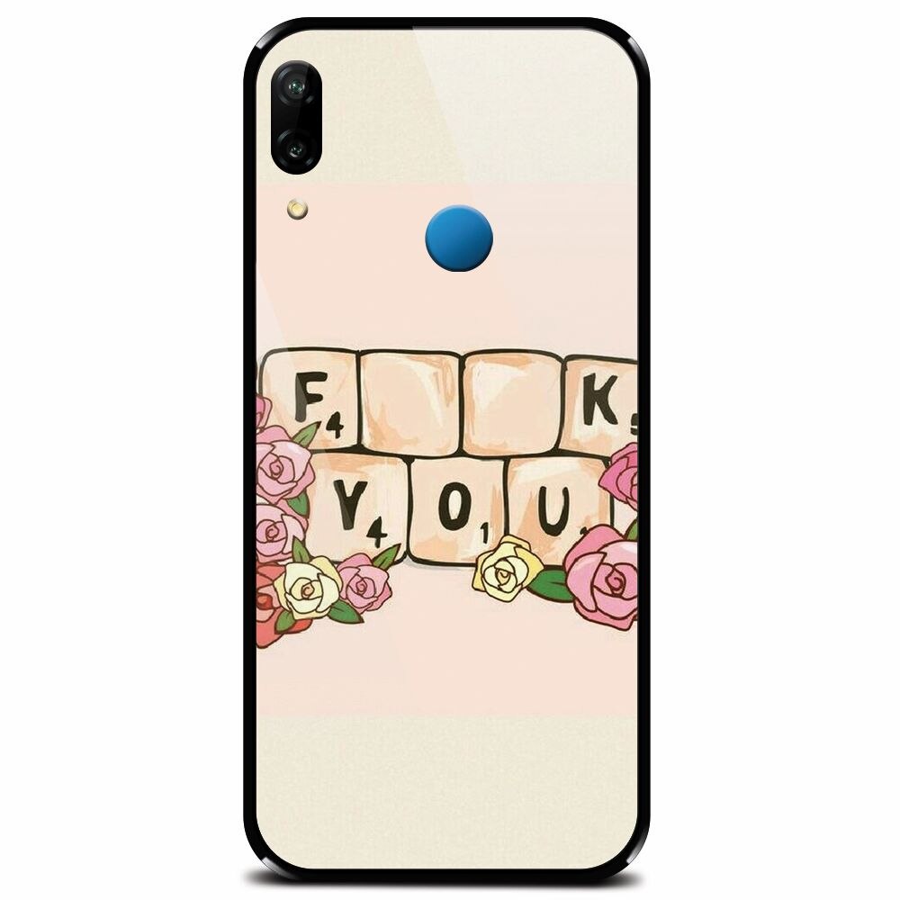 Husa din sticla securizata pentru Huawei P20 Lite, Scrabble