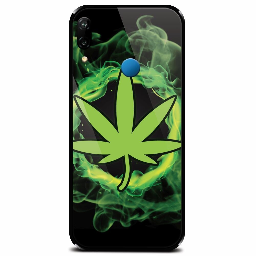 Husa din sticla securizata pentru Huawei P20 Lite, GreenFlames