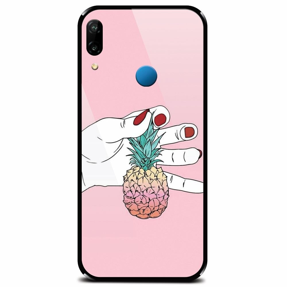 Husa din sticla securizata pentru Huawei P20 Lite, Rainbow Pinepple