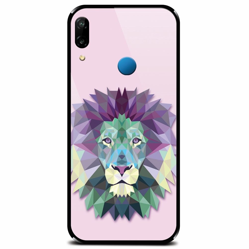 Husa din sticla securizata pentru Huawei P20 Lite, Polygon Lion