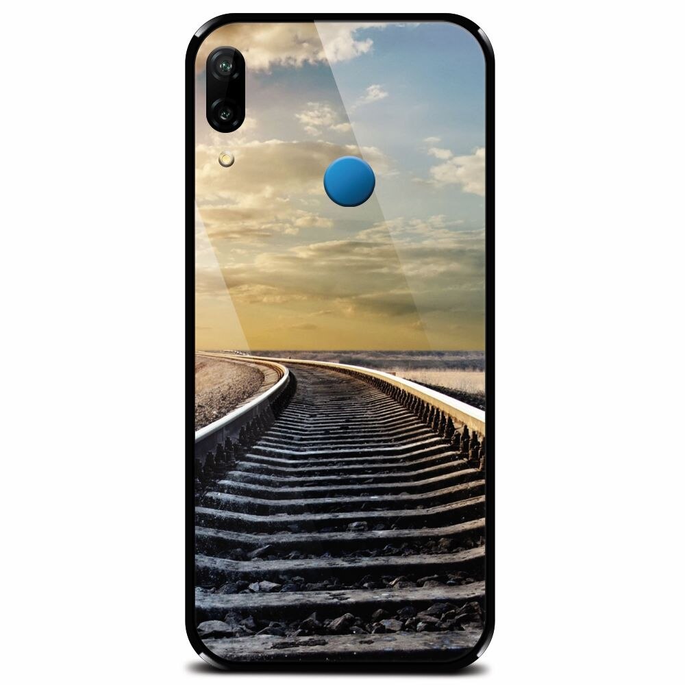 Husa din sticla securizata pentru Huawei P20 Lite, Railroad Horizon