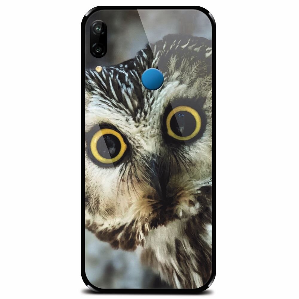 Husa din sticla securizata pentru Huawei P20 Lite, Owl