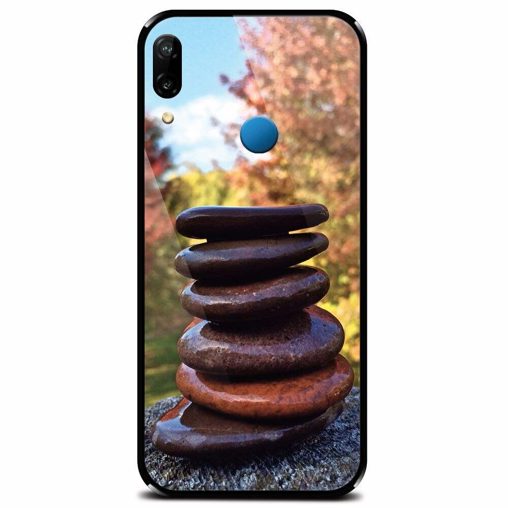 Husa din sticla securizata pentru Huawei P20 Lite, Stacking Stones