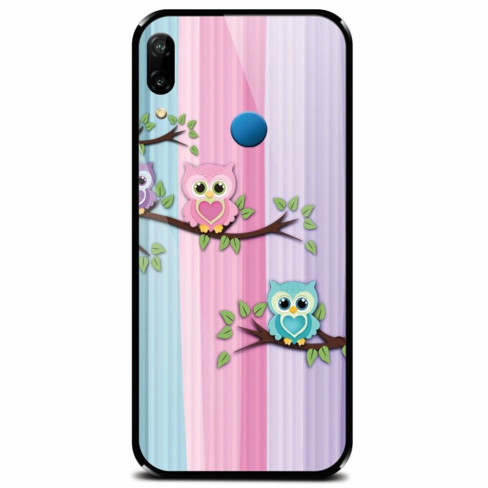 Husa din sticla securizata pentru Huawei P20 Lite, Cute Owl