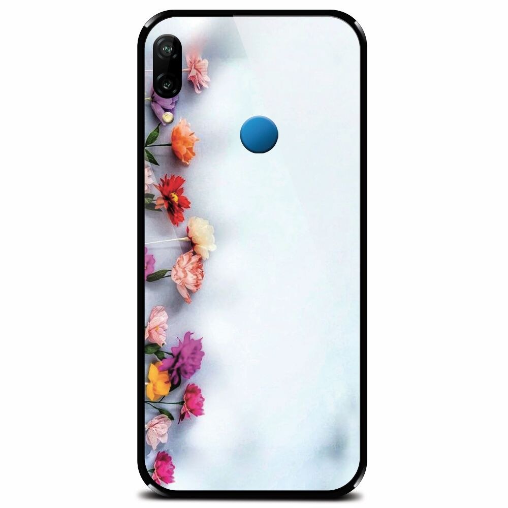 Husa din sticla securizata pentru Huawei P20 Lite, Flowers