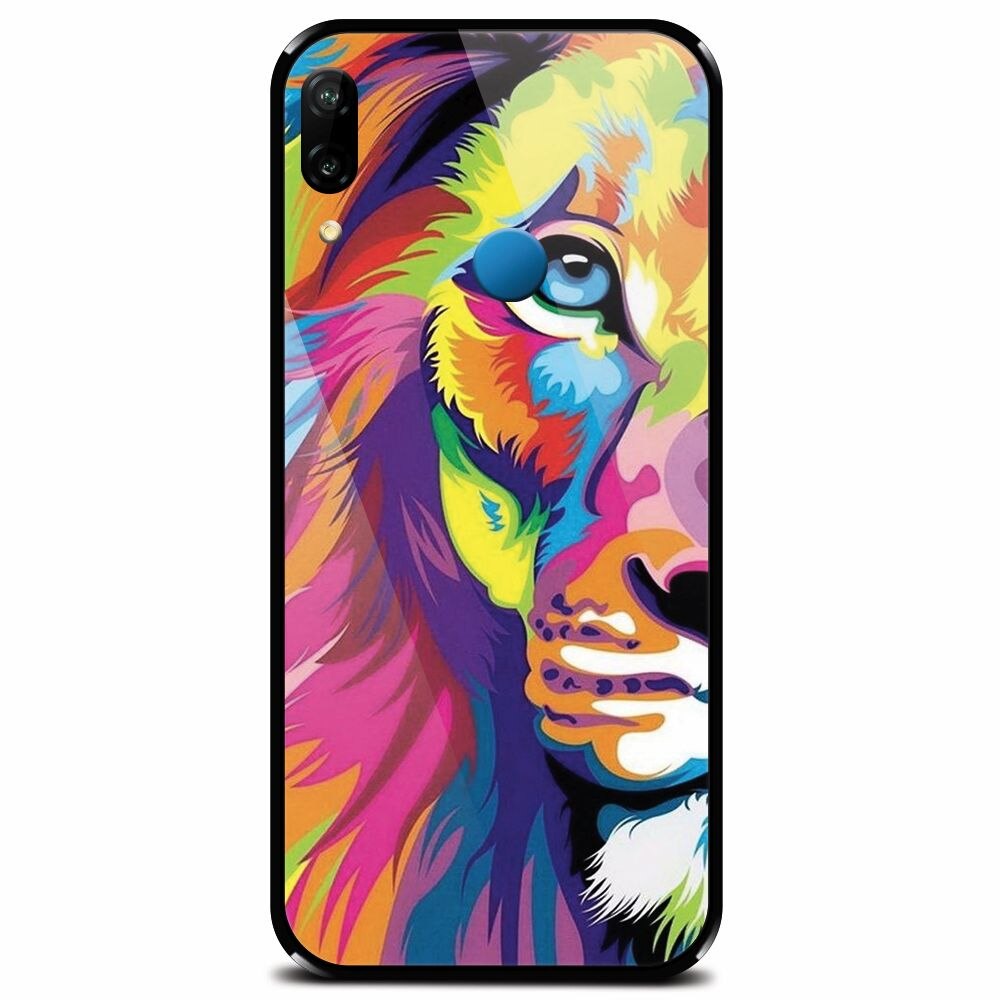 Husa din sticla securizata pentru Huawei P20 Lite, Colorfull Lion 002