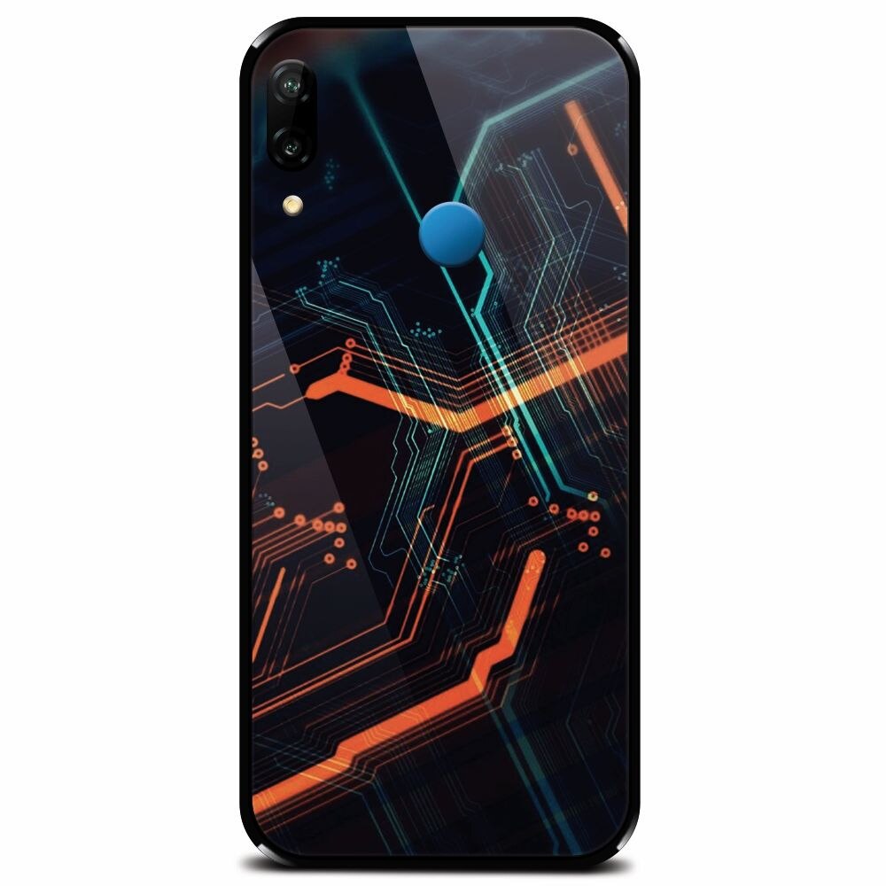 Husa din sticla securizata pentru Huawei P20 Lite, Circuits