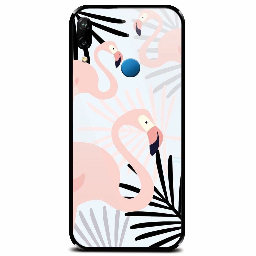 Husa din sticla securizata pentru Huawei P20 Lite, Flamingo