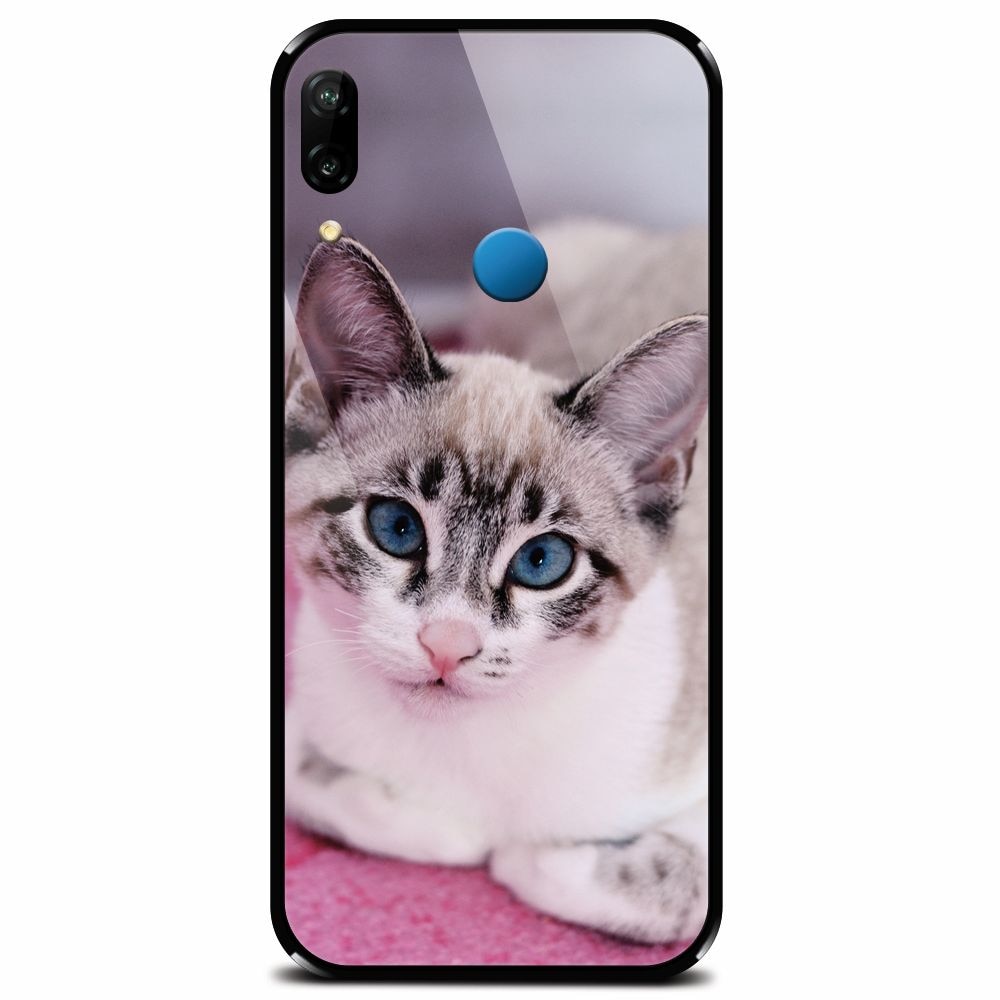 Husa din sticla securizata pentru Huawei P20 Lite, Siamese Kitty