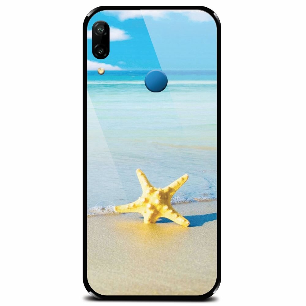 Husa din sticla securizata pentru Huawei P20 Lite, Starfish Beach