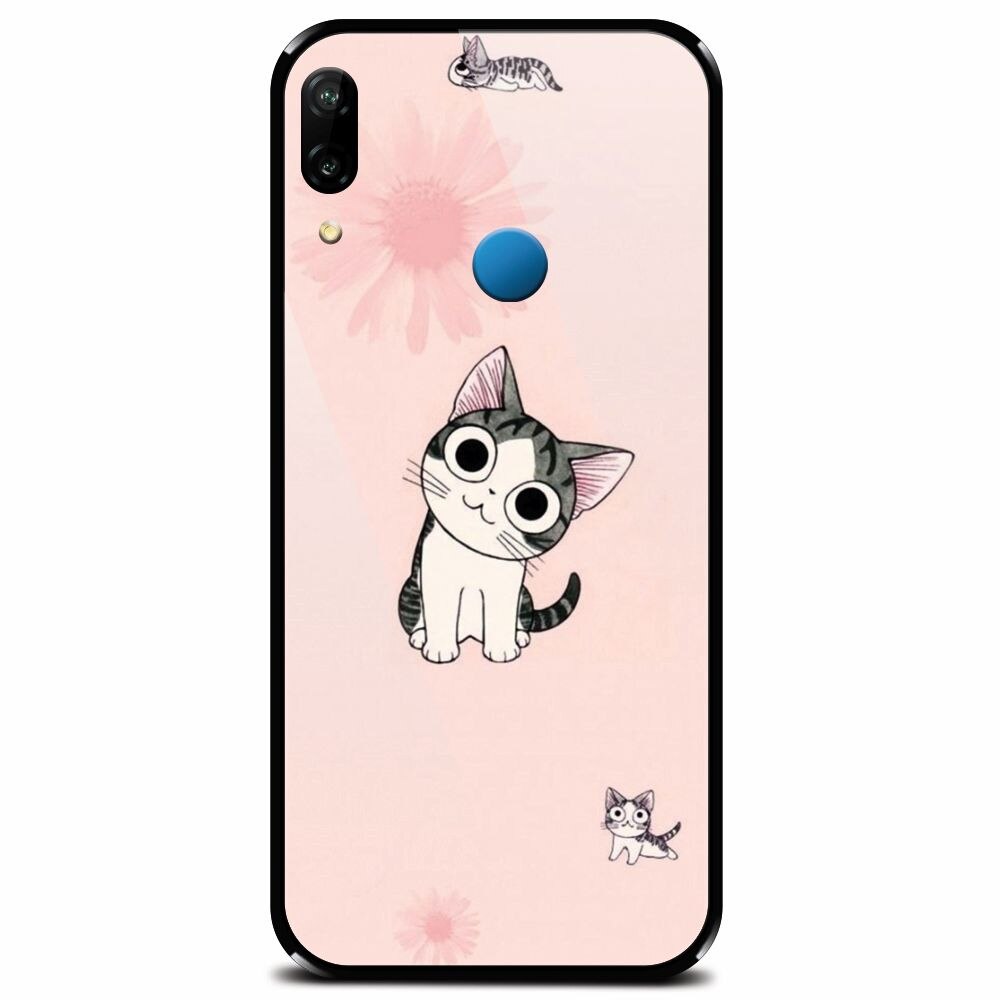 Husa din sticla securizata pentru Huawei P20 Lite, Cute Cat 101