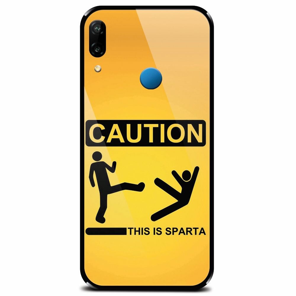 Husa din sticla securizata pentru Huawei P20 Lite, This Is Sparta Funny Illustration