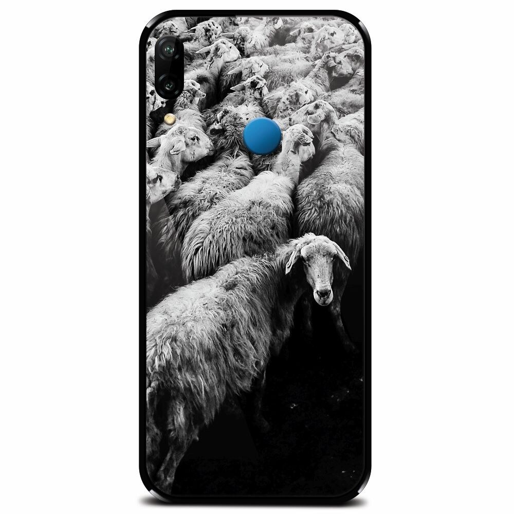Husa din sticla securizata pentru Huawei P20 Lite, Sheep