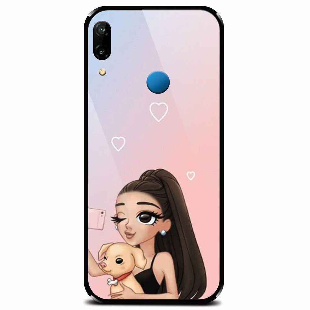 Husa din sticla securizata pentru Huawei P20 Lite, Selfie With Sweet Dog
