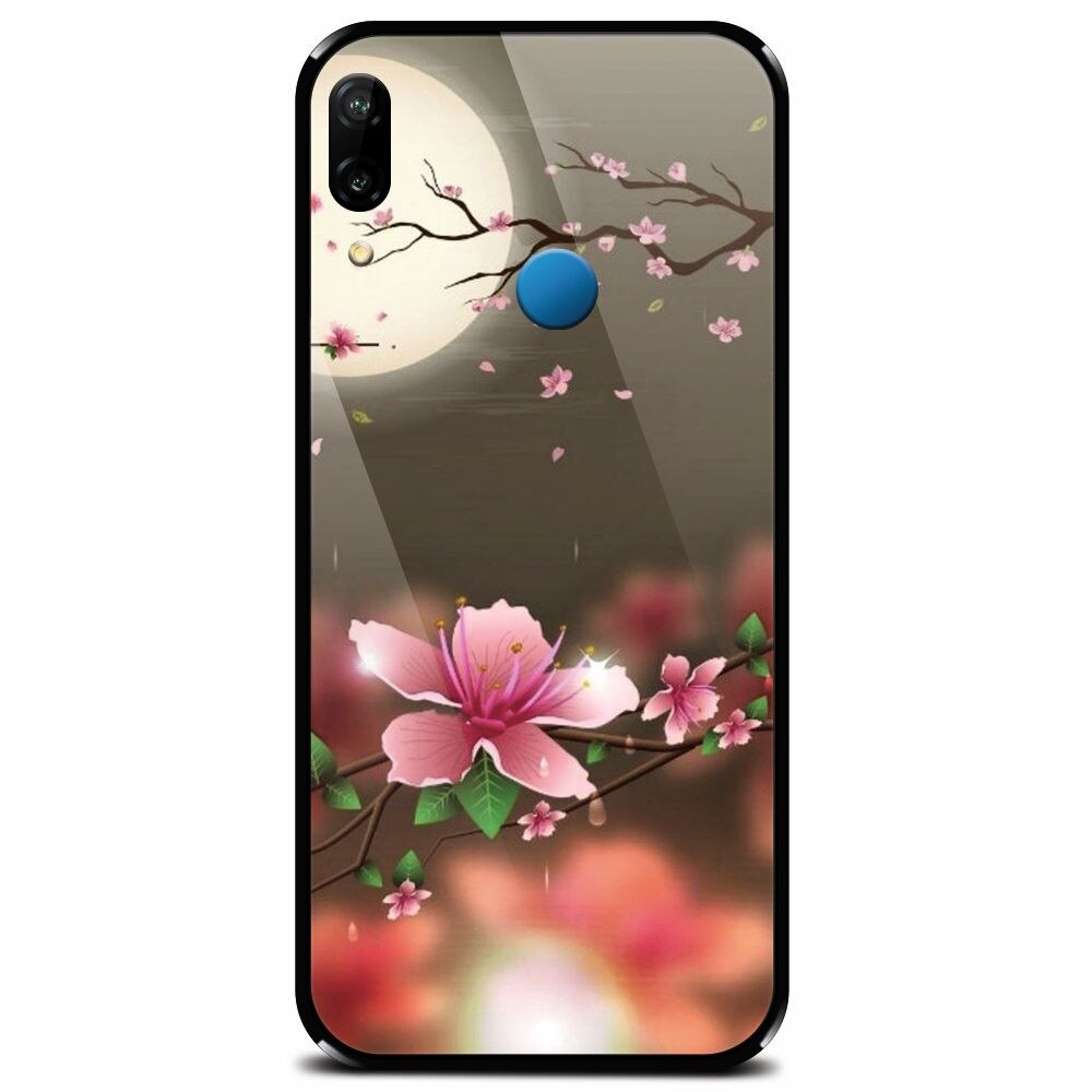 Husa din sticla securizata pentru Huawei P20 Lite, Flowers 101