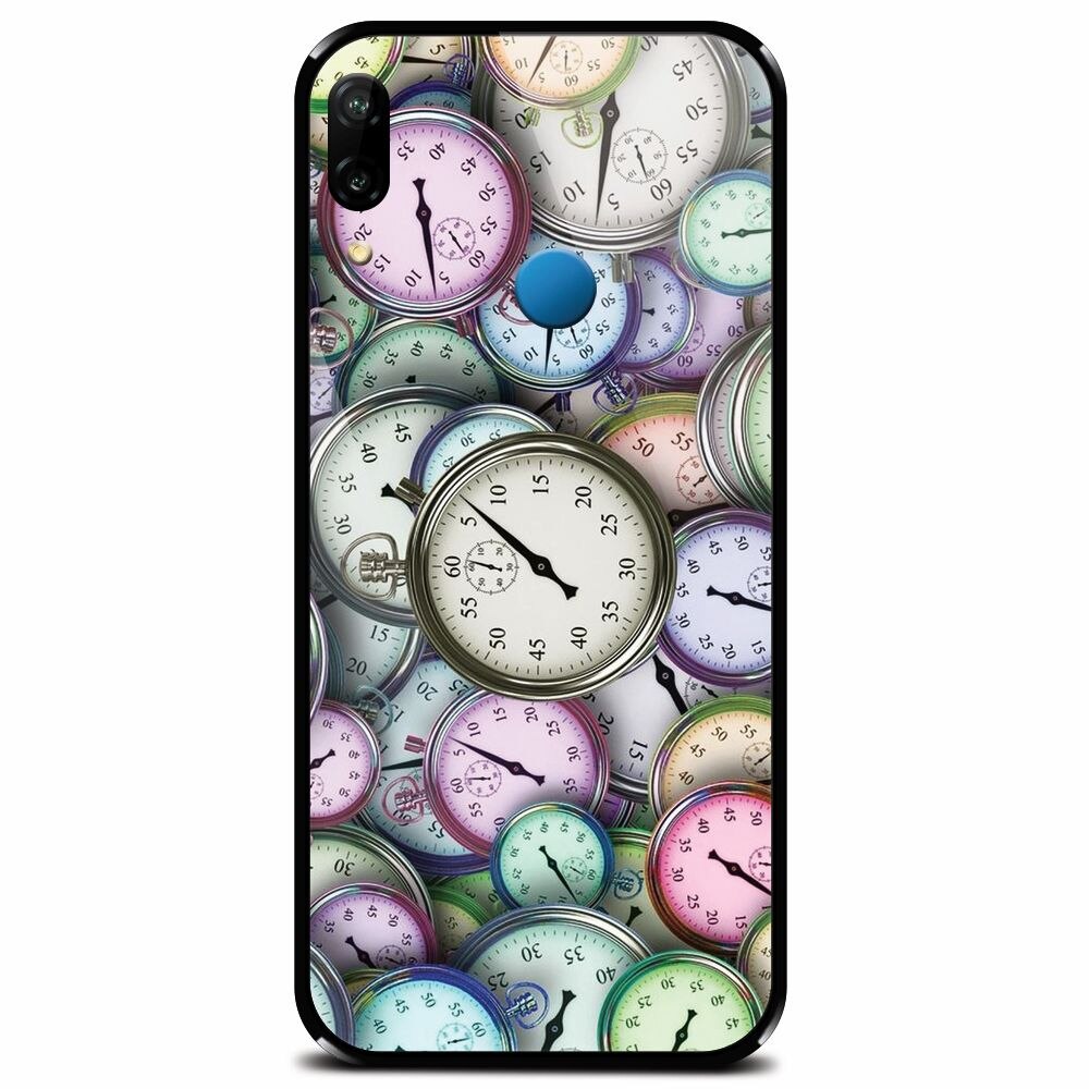 Husa din sticla securizata pentru Huawei P20 Lite, Clocks