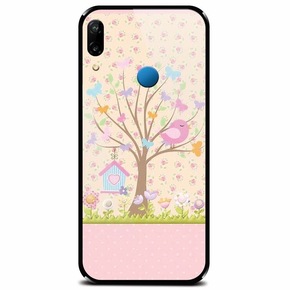Husa din sticla securizata pentru Huawei P20 Lite, Cute Birdhouse