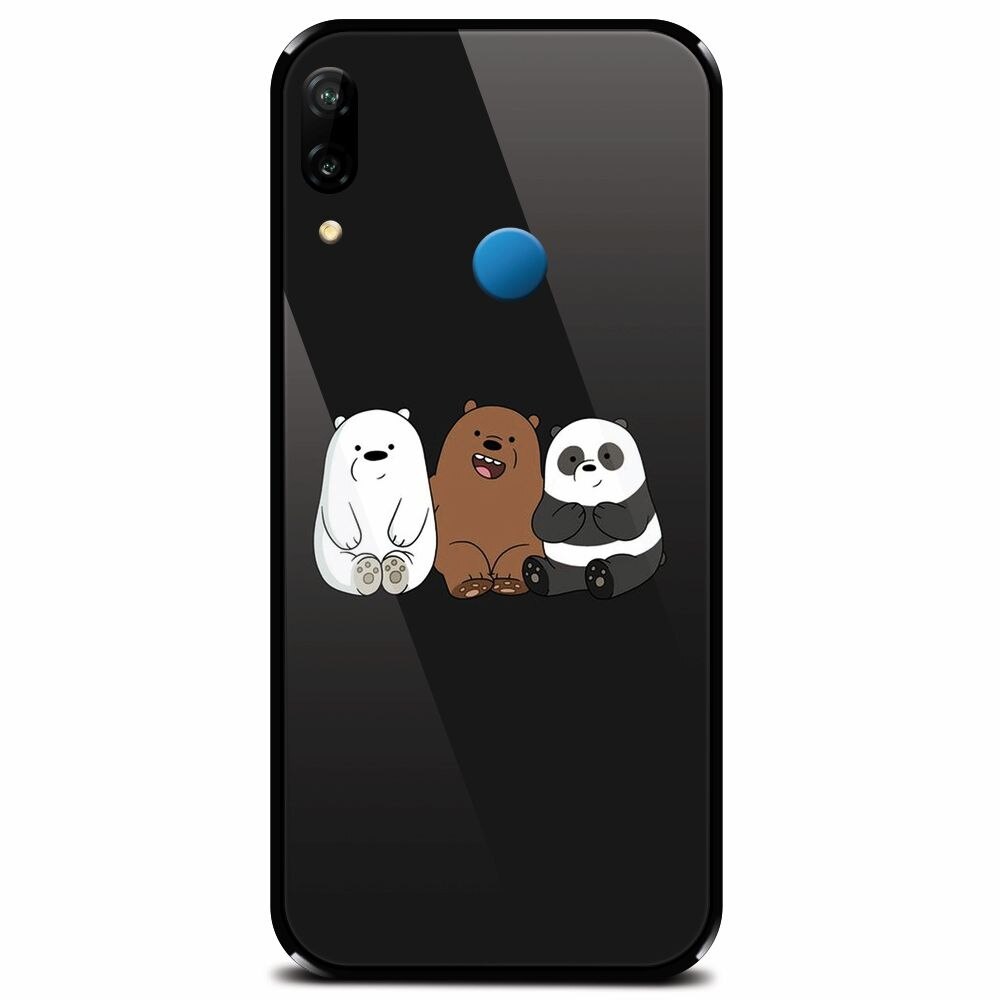 Husa din sticla securizata pentru Huawei P20 Lite, Bears
