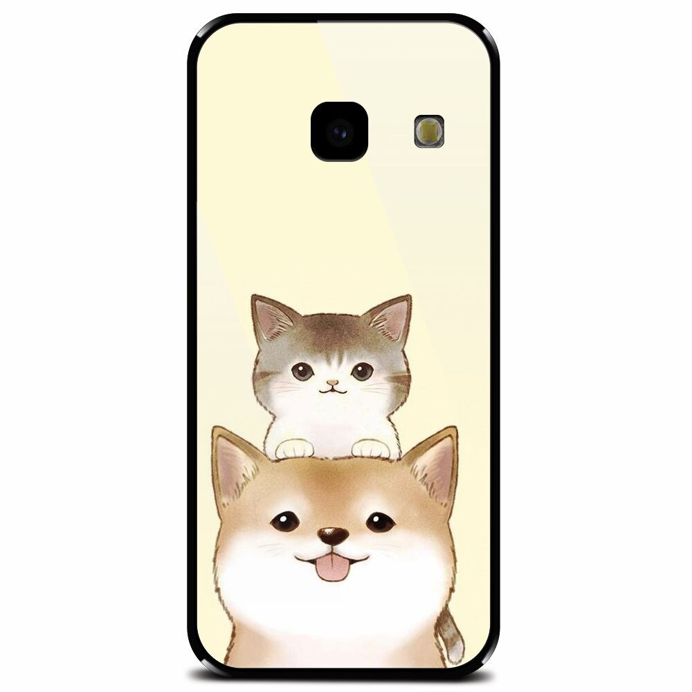 Husa din sticla securizata pentru Samsung Galaxy J4 Plus, Two Cat